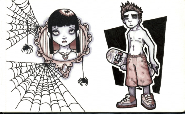 Pencil, ink and markers.